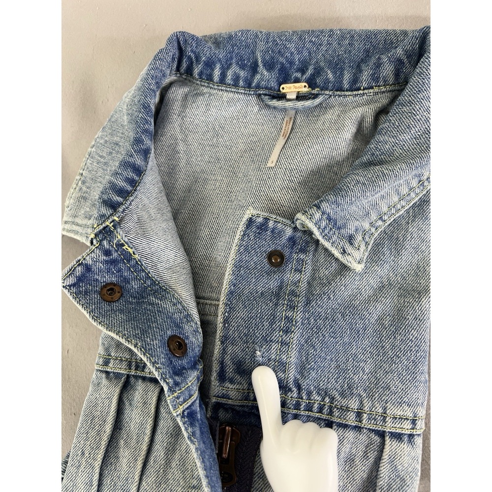 Free People Women's Dillon Denim Jacket‎ Jasmine Wash Blue Size Small - Picture 16 of 16